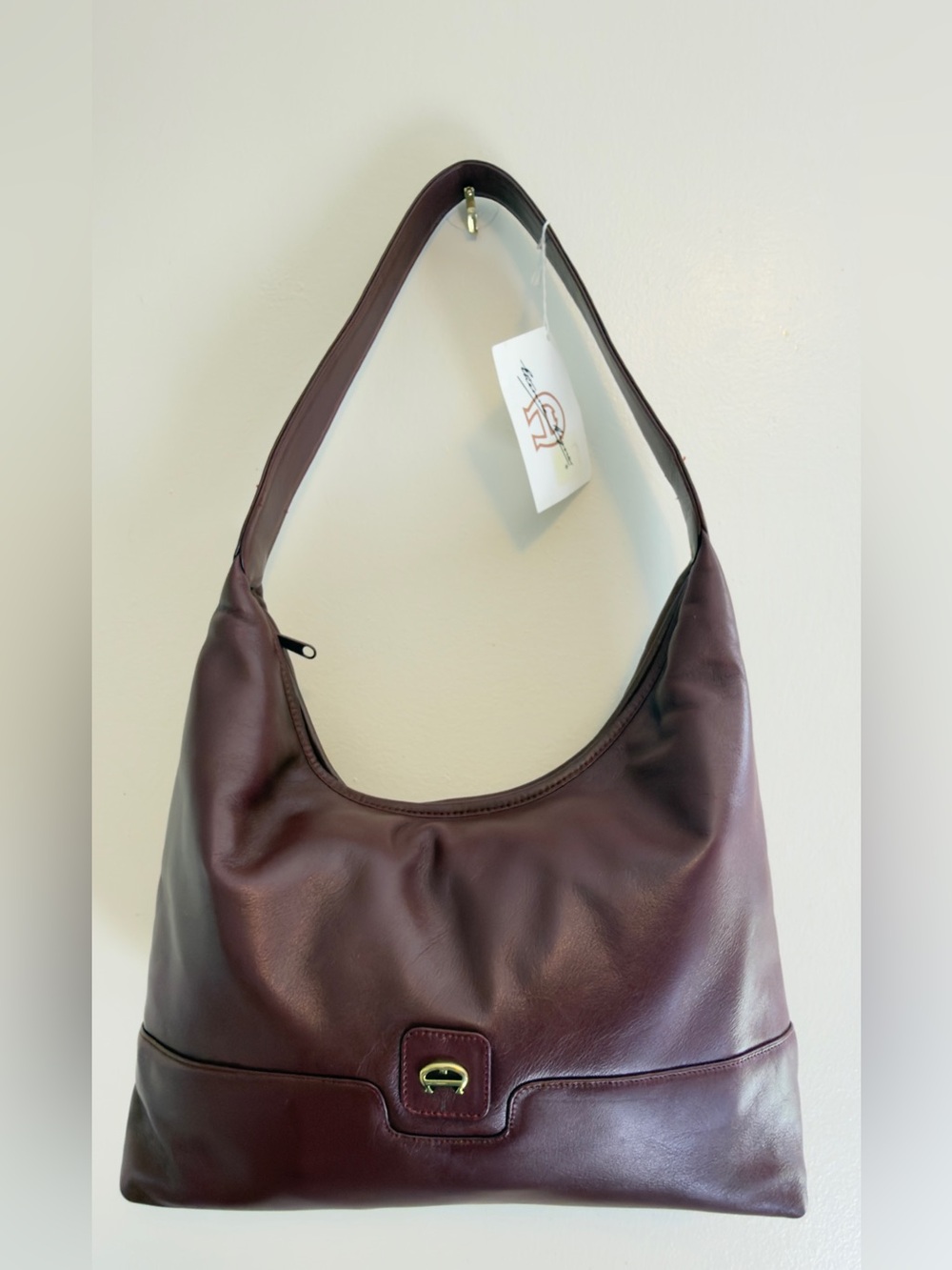 NEW Vintage ETIENNE AIGNER Oxblood Burgundy Smooth Leather Hobo Shoulder Bag